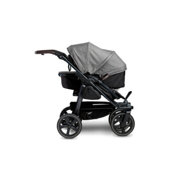 TFK - duo 2 - Zwillings/Geschwister-Kinderwagen PREMIUM-GRAU (Luftkammerreifen)