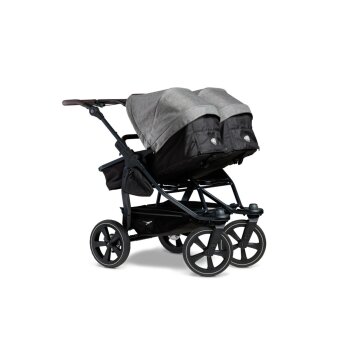 TFK - duo 2 - Zwillings/Geschwister-Kinderwagen PREMIUM-GRAU (Luftkammerreifen)