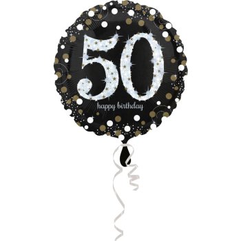 Amscan - Folienballon 50 Sparkling Birthday, Schwarz,...
