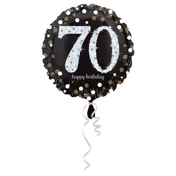 Amscan - Folienballon 70 Sparkling Birthday, Schwarz,...