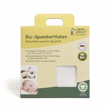 Grünspecht - Bio-Spannbettlaken, weiß, GOTS (3)