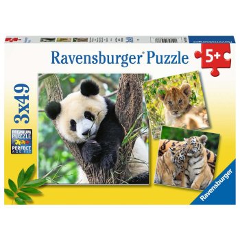 Ravensburger - Panda, Tiger und Löwe PUZZLE (3 x 49...
