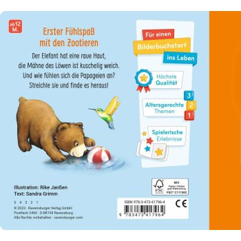 Ravensburger - Mein erstes Fühlbuch: Meine Zootiere