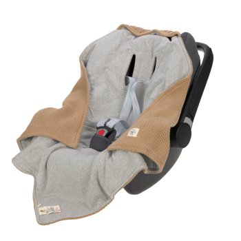 Lässig - Einschlagdecke mit Kapuze GOTS - Auto Babyschale, Sand