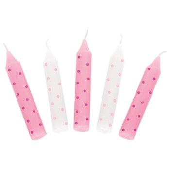 Goki - Geburtstagskerzen-Set, rosa gepunktet