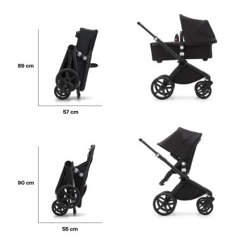 BUGABOO - Cub Kinderwagen mit Liegewanne und Sitz CORE (SCHWARZ / WALDGRÜN)