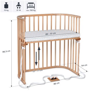 babybay - Beistellbett Boxspring NATUR-LACKIERT