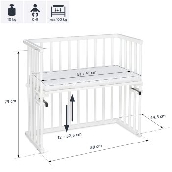 babybay - Beistellbett Midi WEISS-LACKIERT