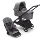 BUGABOO - Dragonfly Kinderwagen mit Liegewanne und Sitz (SCHWARZ / GRAU-MELIERT)