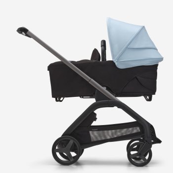 BUGABOO - Dragonfly Kinderwagen mit Liegewanne und Sitz (GRAPHIT / SCHWARZ / HIMMELBLAU)