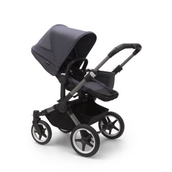 BUGABOO - Donkey 5 Duo Geschwister-Kinderwagen mit Liegewanne und Sitz CORE (GRAPHIT / STURMBLAU)