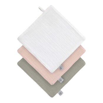 L&auml;ssig - Mull Waschlappen 3er Set, Beige Rosa Oliv (2)