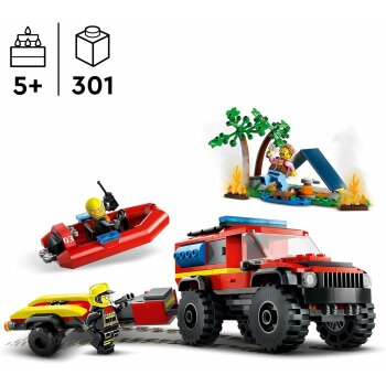 LEGO - City - 60412 Feuerwehrgeländewagen mit Rettungsboot