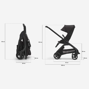 BUGABOO - Dragonfly Kinderwagen mit Liegewanne und Sitz (SCHWARZ / DARK-CHERRY)