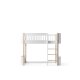 Oliver Furniture - Mini+ halbhohes Hochbett, 68x162 cm, Weiß / Eiche