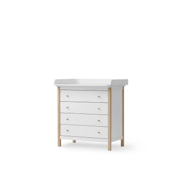 Oliver Furniture - Wickelkommode, 4 Schubladen mit Wickelplatte 051315, Weiß / Eiche